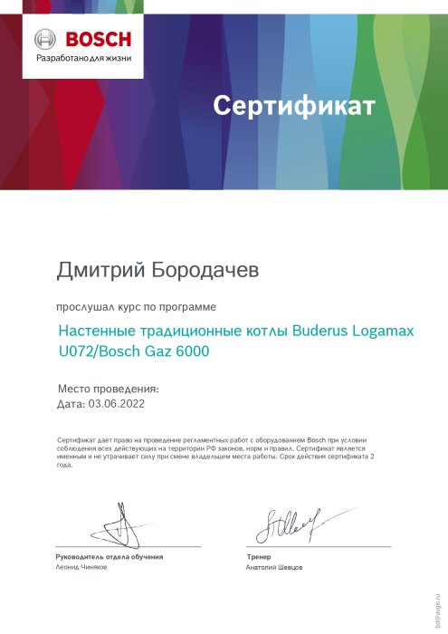 Настенный традиционный котел Buderus Logamax U072 # Bosch Gaz 6000W Бородачев